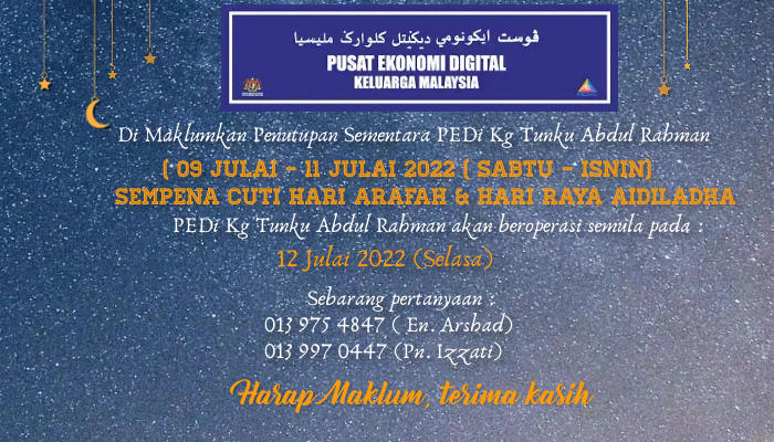 Notis penutupan hari raya haji 2022